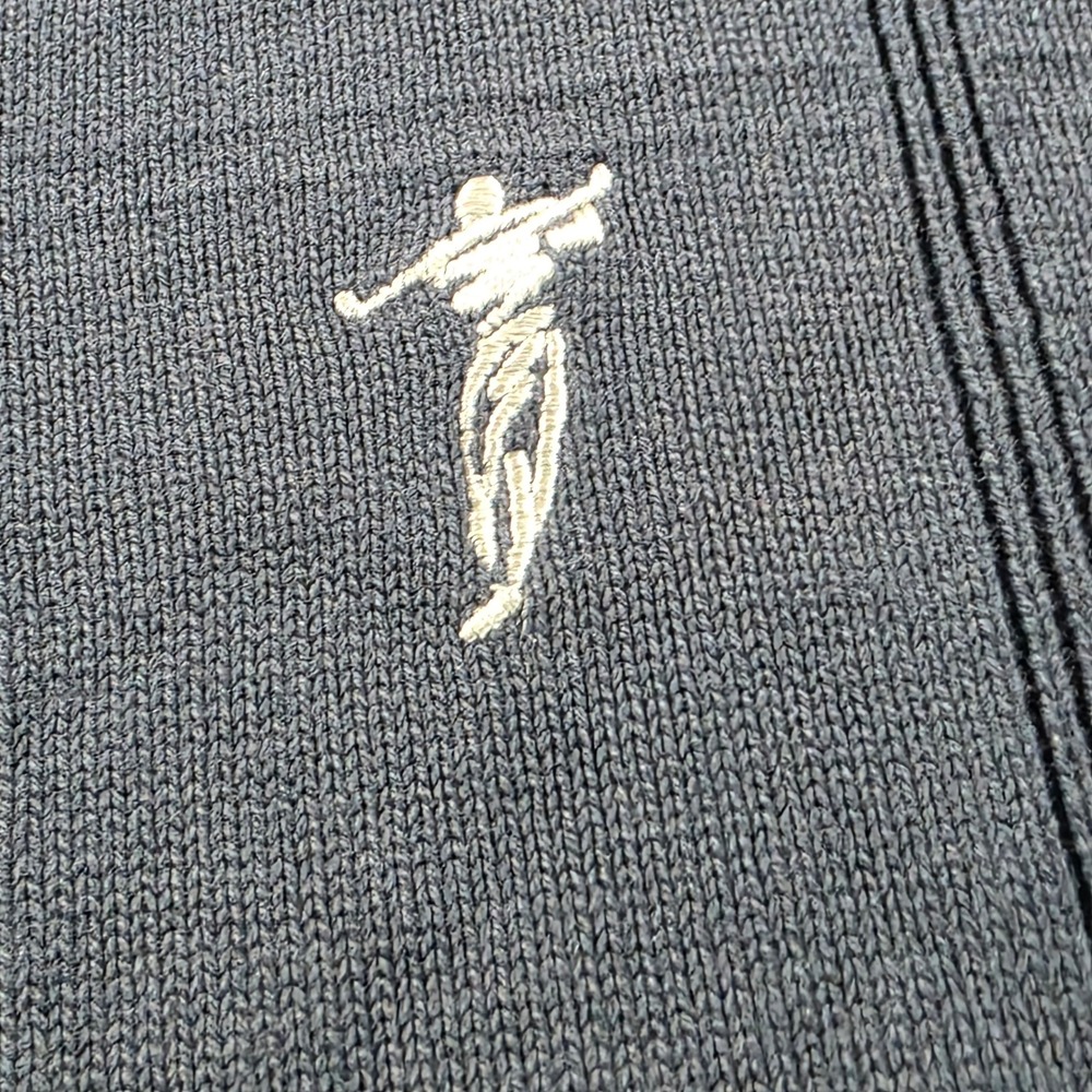 Fairway Outfitters Mens XL Navy Blue Cotton V-Neck Golf Sweater Vest Windowpane